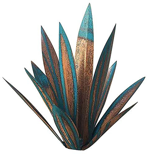 ZCED Metallo Agave Yard Art 65cm, Scultura Rustica Pianta in Metallo Dipinto a Mano Agave Giardino Giardino Decorazione Artistica Statua Decorazioni per La Casa per Pali da Giardino Statuette,Blue