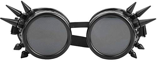 Deror Vintage Spiked Steampunk Brille Cosplay Brille Doppelschicht Winddicht(Schwarz)
