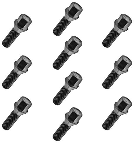 C CARBONADO 10x Radschrauben M14x1,5 35mm Radbolzen Kegel SW17 SCHWARZ | 10 Stück, M14x1,5 Gewinde, 35 mm Gewindelänge, Kegelbund, Schlüsselweite 17, schwarz verzinkter Stahl