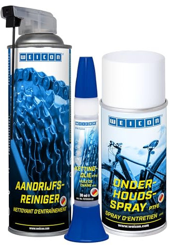 WEICON 3-teiliges Fahrradpflege-Set | Reinigen, Schutz und Schmieren | geeignet für alle Fahrräder