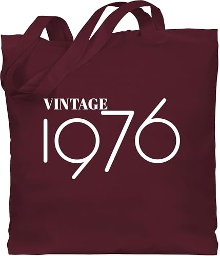 Baumwolltasche - 50. Geburtstag - Vintage 1976 - Unisize - Bordeauxrot - tragetasche 1973 geschenkideen für 50 jährigen 50.geburtstag 1975 bag geschenke zum geburtstagstasche 50er birthday (50)