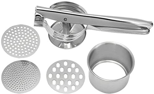 Veemoon Stainless Steel Potato Press Manual Kitchen Potato Masher Multipurpose Food Pressing Tool for Home Restaurant Vegetable Masher Portable Design