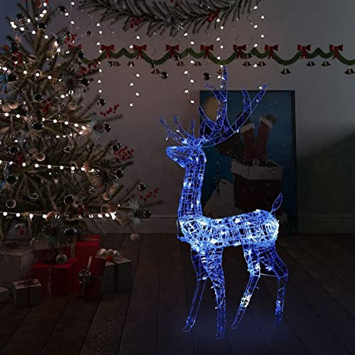 Tidyard Weihnachtsdekoration Acryl Rentiere 140 LEDs Weihnachtsdeko Weihnachtsbeleuchtung Rentier-Beleuchtet für Innen- und Außen Gartenleucht-Deko Weihnachtsfigur Weihnachts Dekoration 120 cm Blau