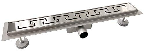 AICA ITALY Canaletta per Doccia in Acciaio Inox, Canale di Scarico a Pavimento con varie misure, Canale di Scolo con Sifone e Filtro, Griglia con Disegno di Cavi Ponti, Rettangolo (90CM)