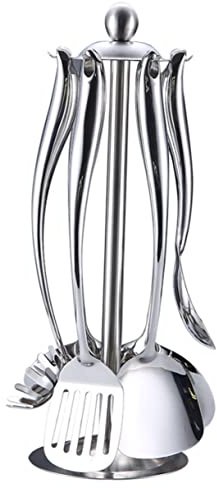 SHOWERORO Cuchara Ranurada Conjunto De Utensilios De Cocina De Acero Inoxidable Espátula De Acero Inoxidable Espátula De Cocina Antiadherente De Cocina De Metal De Metal
