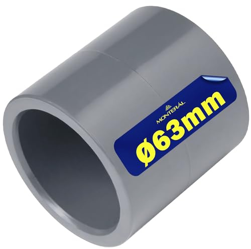Rohrverbinder Muffe PVC U Ø 63 mm die Klebemuffe Wird zur Verbindung Zweier Rohre Verwendet - Garantie 10 Jahre - MONTERAL