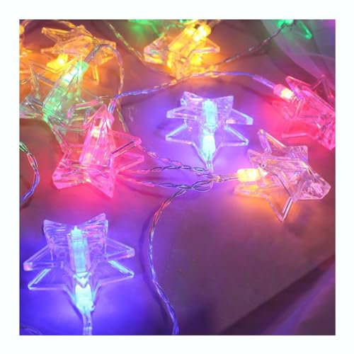 CAKERS Guirlande Lumineuse À Pince Pour Photo|Guirlande Lumineuse LED À Suspendre En Fil De Cuivre|Pinces En Forme D'étoile, Lampe D'ambiance Pour Cadeaux,Noël,Coloré,6 M (19,6 Pieds) -40LED-Batterie