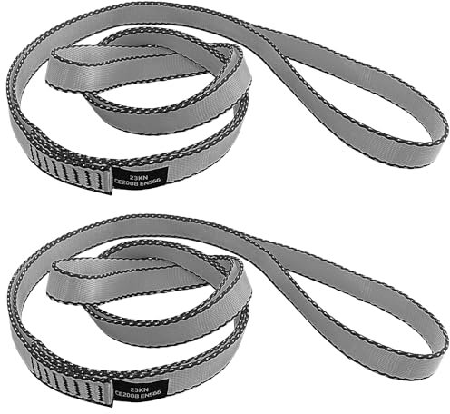 CAPARK 18 mm Nylon-Kletterschlingen, 23 kN, starke Gurtbänder für Klettern, Abseilen, Schaukel, Yoga-Hängematte usw. (2 Stück, grau, 60 cm)