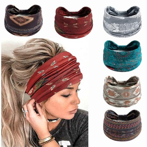 Mode-Stirnbänder für Frauen Haare Kopftücher Haarband Turban Blume Baumwolle Stirnbänder Breite Yoga Sport Stirnband Head Wrap (P6WBoRed)