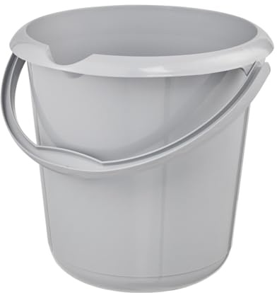 keeeper Eimer mit Ausguss, integrierter Mess-Skala und ergonomischem Griff, 10 l, Mika Eco Line, Grau (Eco Stone Grey)