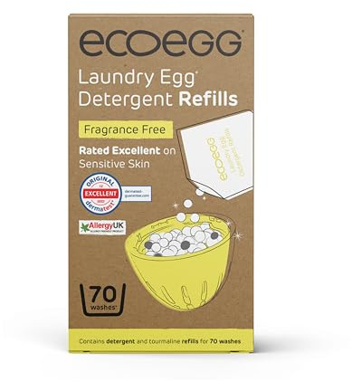 ecoegg Laundry Egg Refills – Non Bio Laundry Detergent for Sensitive Skin – 70 Washes Fragrance Free
