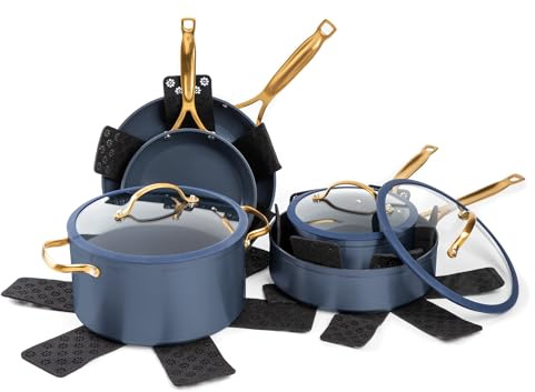 Thyme & Table Non-Stick 12-Piece Signature Cookware Set - Blue