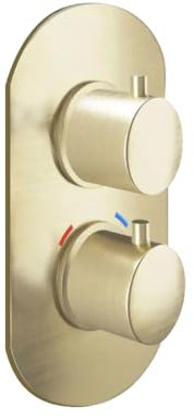 Nes Home Round 2 Dials Concealed Thermostatic Shower Mixer Valves Brushed Brass