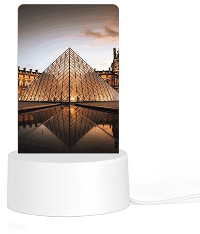 YKUDBN Acrylic LED Night Light with Plastic Base, Louvre Museum in Paris Print Bright Night Light Bedside Lamp Perfect for Bedroom,Bathroom Ideal Gift