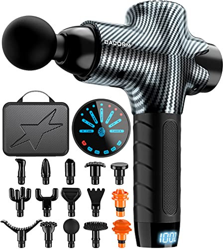 Massagepistole Massage Gun Elektrisches Massagegerät, Muskel Massagepistole mit 15 Massageköpfen, Handmassagegerät für Nacken Schulter Tiefen(Carbon)