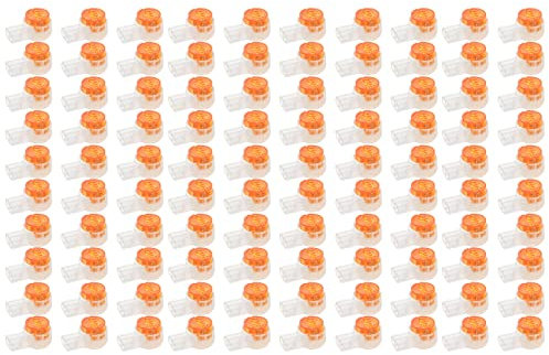 FUXIU Verbindungsstücke für Telefonkabel, Knopf, transparent, orange, wasserdicht, Spleißverbinder, UY2 Klemmen, Netzwerkkabel, K2, 100 Stück