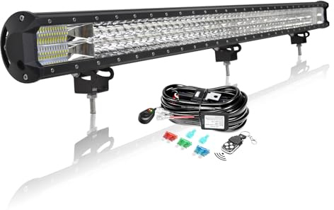 Barra led 114 cm 612 W con cableado estroboscópico de barra, impermeable, barra de LED, 12 V, 24 V, proyector de largo alcance, luz de trabajo para vehículos 4 x 4 coche, camión tractor Quad