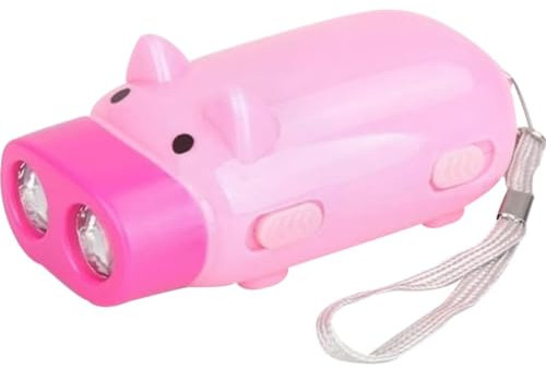 Mini Lampes De Poche À Manivelle En Forme De Cochon, Lampe De Poche Manuelle À Double LED, Lampe De Poche Auto-alimentée, Pour La Randonnée, Les Sports De Plein Air, Les Pannes De Courant(Pink color,3
