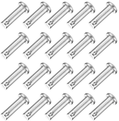 QUARKZMAN 20 Stück Steckbolzen M6 x 20mm Einloch Splintbolzen, 304 Edelstahl Flachkopf Anhängersplintbolzen für Anhängerriegel, Mechanikerreparatur, Möbelinstallation, Industrieausrüstung