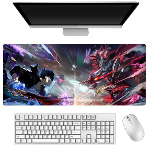 Sung Jin Woo Mauspad Cha Hae-In Gaming Mouse Pad 400 x 900 mm, Tastaturpad, Schreibtischpad, Gaming Anime Zubehör, rutschfeste Gummibasis, wasserdicht, leicht zu waschen