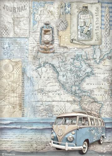 Stamperia Motiv-Strohseide Silent Sea Van A4 DIY Bastelarbeiten, Reispapier, Decoupage-Papier für maritime Sommer-Deko