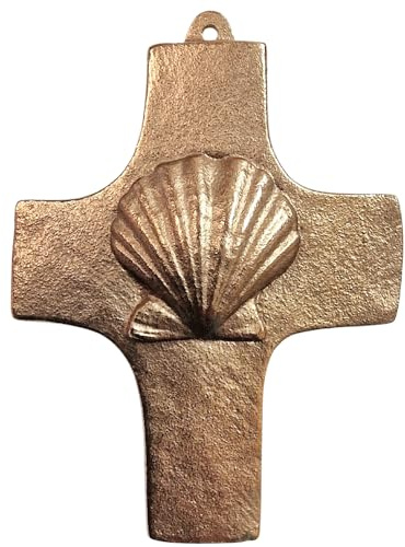 Herzmensch Kleines Wandkreuz Kommunion 7 x 9 cm gold massives Bronze Kreuz für Mädchen und Jungen Hauskreuz Kreuz zum Aufhängen