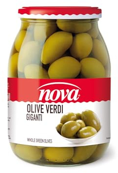 Nova Olive Verdi Giganti, Olive Verdi Intere in Vetro, 1700 ml