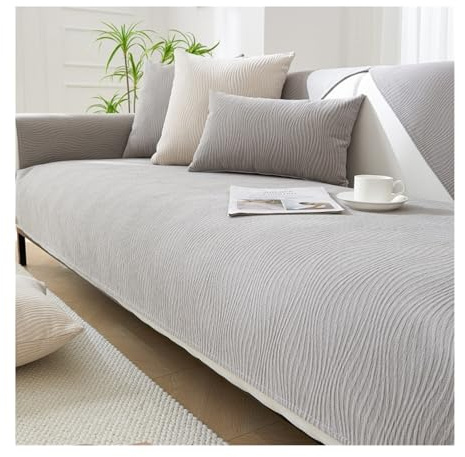 GGCYGG Einfarbiger Sofabezug Aus Weichem Chenille: Rutschfester Vintage Sofabezug für L Förmiges U Förmiges Ecksofa, Geeignet für 1/2/3/4 Sitzer, Sofa Hunde Katzen Sofa Schutz, Sofadecke(Dark gray,110