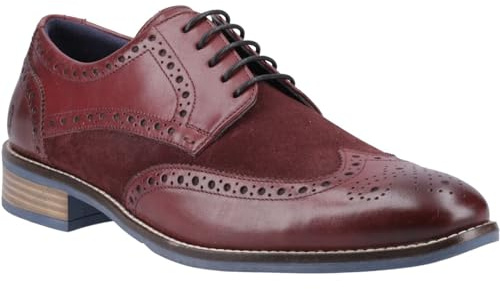 Hush Puppies Dustin läder/mocka herr vinröda brogues skor, mörkröd, 42 EU