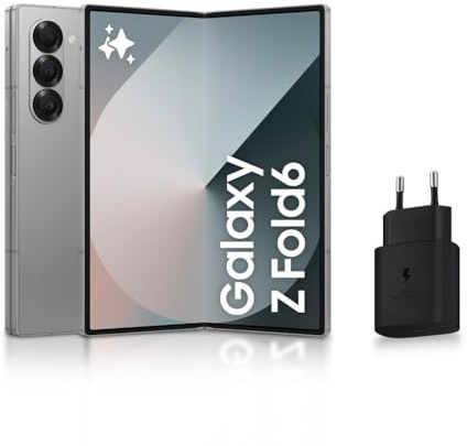 Samsung Galaxy Z Fold6, Smartphone Android 5G avec Galaxy AI, 256 Go, Chargeur secteur rapide 25W inclus, Smartphone déverrouillé, Gris, Version FR (Reconditionné)