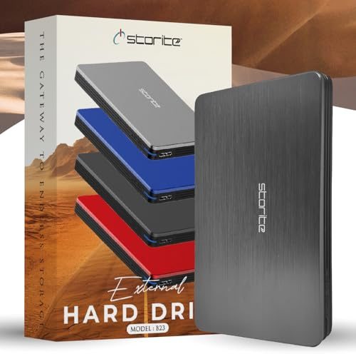 Storite Disco duro externo de 500 GB, USB 3.0, ligero, disco duro de almacenamiento y copia de seguridad de datos, disco duro portátil para juegos, almacenamiento ampliado, disco duro para juegos
