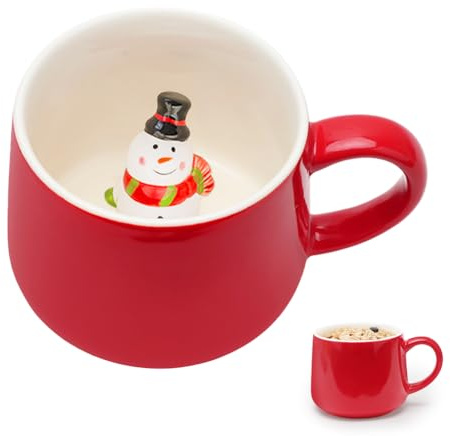 Umllpet Tasse zu Weihnachten, Süße Keramik 3D Tier Kaffeetasse, Espresso Tassen mit Weihnacht Kindertassen für Tee Milch Tassen Geschenke Weihnachtstasse für Frauen Mädchen Freunde (SchneemannTasse)