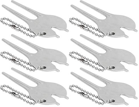 KIMISS Premium Divot Tool 6 Uds Green Divot Tool Portátil Aleación de Zinc Reparación de Césped Tenedor Marcador de Bolas Accesorio Plegable Magnético Acero Inoxidable