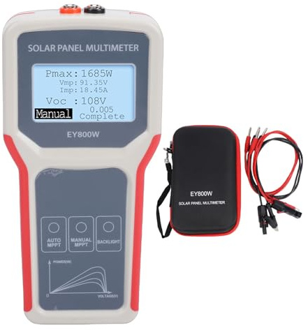 Aramox Testeur de Panneau Solaire, Multimètre Photovoltaïque MPPT pour Systèmes de 5-800W Mesure la Tension (12-60V), Le Courant (0-35A), Détection Automatique/Manuelle avec Affichage