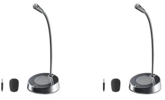 Lot de 2 microphones USB pour ordinateur, design col de cygne à 360°, pour réunion, bureau, YouTube, sans lumière