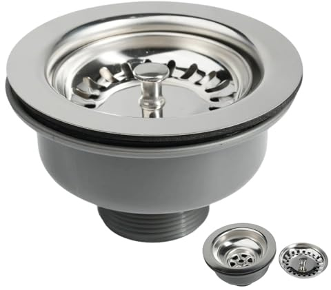 RowGlow bonde d'évier inox ø 110 mm G1½ + Panier evier sans trop plein panier,304 Acier inoxydable + ABS, bonde Évier 110mm s'adapte aux trous d'évier standards britanniques (83-90 mm)(110mm)