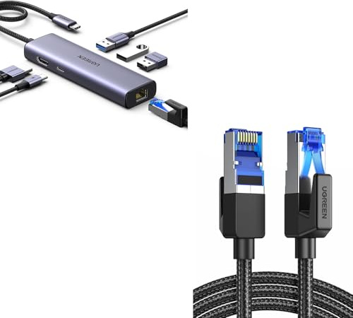 UGREEN Cat 8 Câble Ethernet Réseau RJ45 Super Débit 40Gbps 2000MHz Nylon Tressé Double Blindage Compatible avec Routeur Switch Modem Décodeur TV Box Internet PS5 PS4 Xbox Console de Jeux PC (1M)