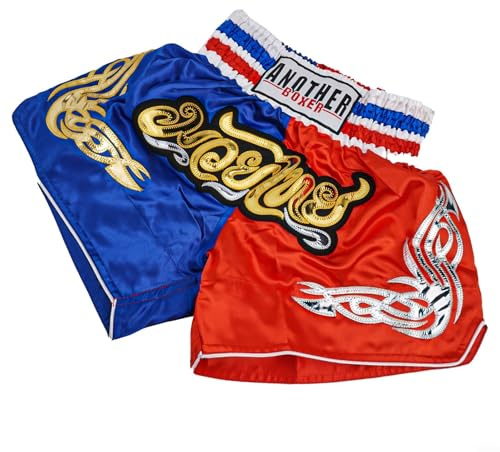 Besshepplo Anotherboxer - Pantalones cortos de boxeo unisex para Muay Thai, MMA, Kickboxing, lucha, poliéster, transpirable, cintura elástica, pantalones cortos tailandeses para entrenamiento