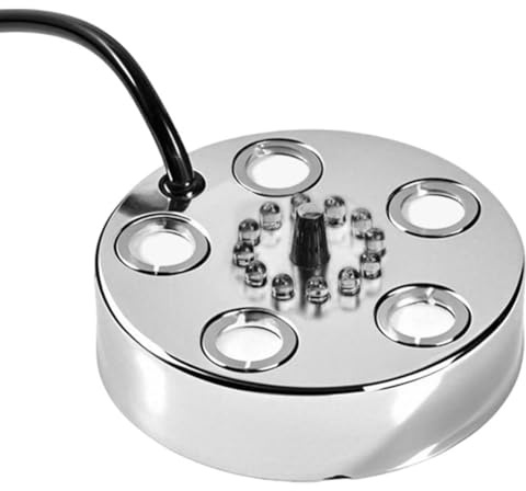 Akfldms Generador de Niebla, Nebulizador Ultrasónico para Estanque o Fuente de Agua, Humidificador de Aire de Acero Inoxidable con 12 Luces LED Intermitentes