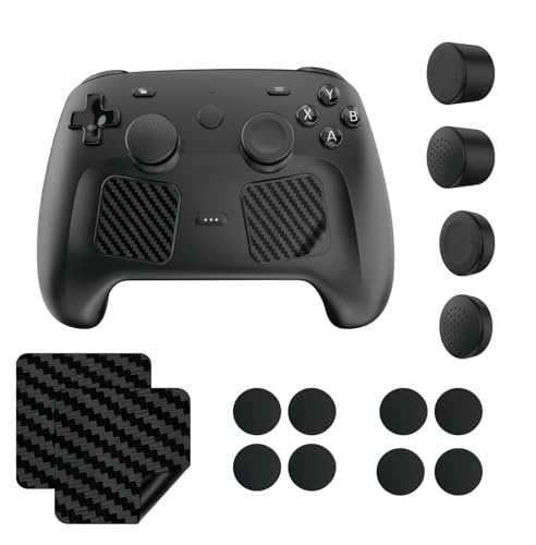 Tumgrepp kit kompatibel med ångkontroll, joystick-lock, bakknappsskydd och pekplatta klistermärken för förbättrad kontroll