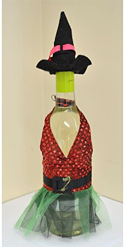 Gifts 4 All Occasions Limited Wine Bottle Cover Standard Size Bag Jacket Party Table Decorations Tableware Bar Pub Novelty Decorations Witch Dress