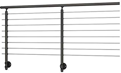 Handrail Banister Balustrade Anthracite for Indoor OR Outdoor Use with Wall Mounted Posts - PROVA 8 (EXTENSION KIT 2M)