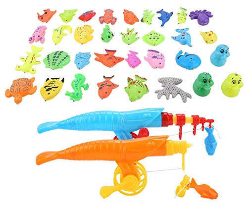 39 Stücke Angeln Spielzeug, Magnetische Spielzeug Angeln Spiel Set Pädagogisches Spielzeug Angelrute + Fischernetz + Spielzeug Organismus für Kinder Baby