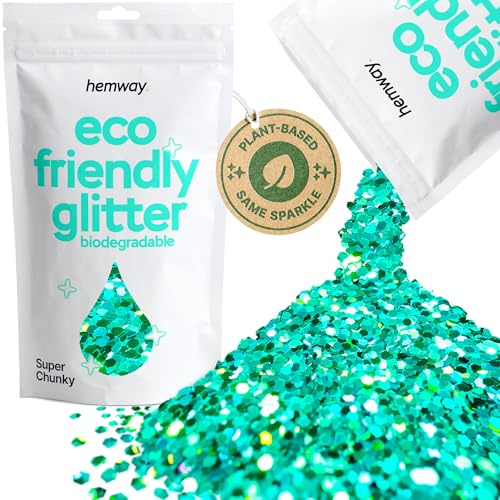 Hemway Eco Friendly Biodegradable Glitter 100g / 3,5 Unzen Bio Cosmetic Sicher Sparkle Vegan für das Gesicht, Lidschatten, Körper, Haar, Nagel und Festival Makeup - 1/8 0,125 3mm - Turquoise Holo