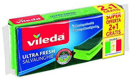 Vileda - Estropajo Ultra Fresh, Formato 2+1, Verde