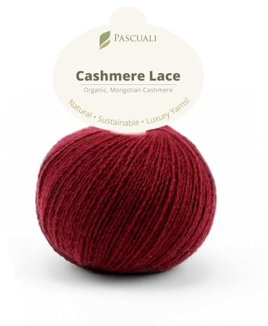 PASCUALI | Bio Cashmere Lace. Strickwolle aus 100% Kaschmirwolle Wolle zum Stricken und Häkeln, 1 Knäuel - 25g - Farbe: Rubin 28