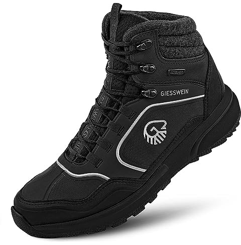 Giesswein Wool Cross X Alpine Hommes Schwarz 43 - Bottes de randonnée imperméables pour Hommes, Chaussures de Trekking en 100% Laine mérinos, Bottes de Montagne