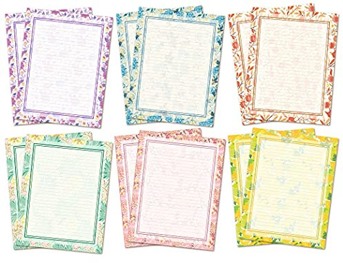 Vintage Morris Stationery Paper (Lined) 48 PC, Medieval Europe Pattern, Printer Friendly, Both Sides Printed, Writing Stationary Letter Size 11 x 8.5 in
