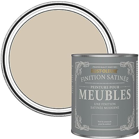 Rust-Oleum beige Möbelfarbe mit Seidenglanz-Finish, geruchsarm und wasserbasiert für Innenholz - Karamell 750ML