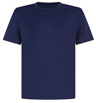 AA Sportswear Kids T Shirts Football Tops Gym Boys Girls School P.E Sports Fitness Running Top T-Shirt (13-14 Years, Navy)